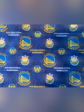 NBA Golden State Warriors Blue & Yellow Team Print Fabric Brand New By The Yard